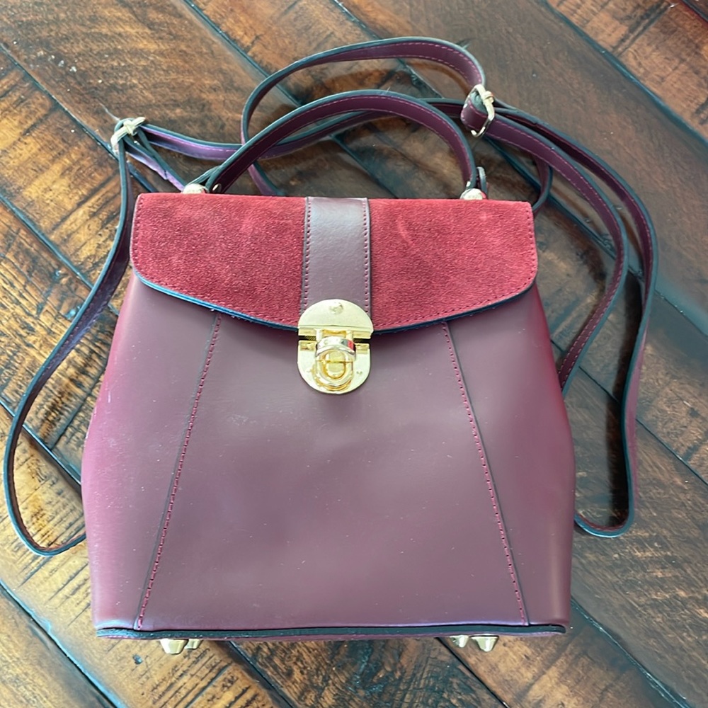 Genuine leather backpack purse